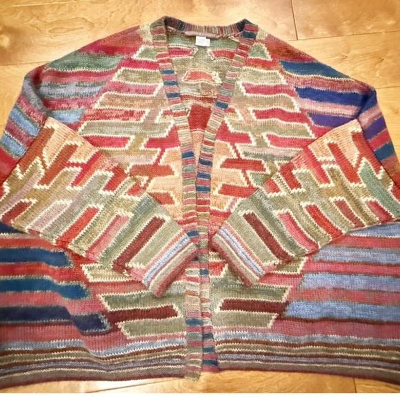 PERUVIAN CONNECTION ART TO WEAR GEOMETRIC CARDIGAN XL - Picture 1 of 16